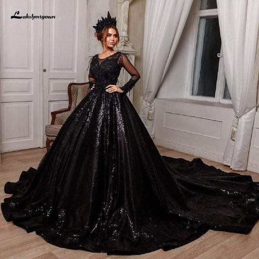 NumberSea - NumberSea Luxury Dubai Black Wedding Dress Ball Gown