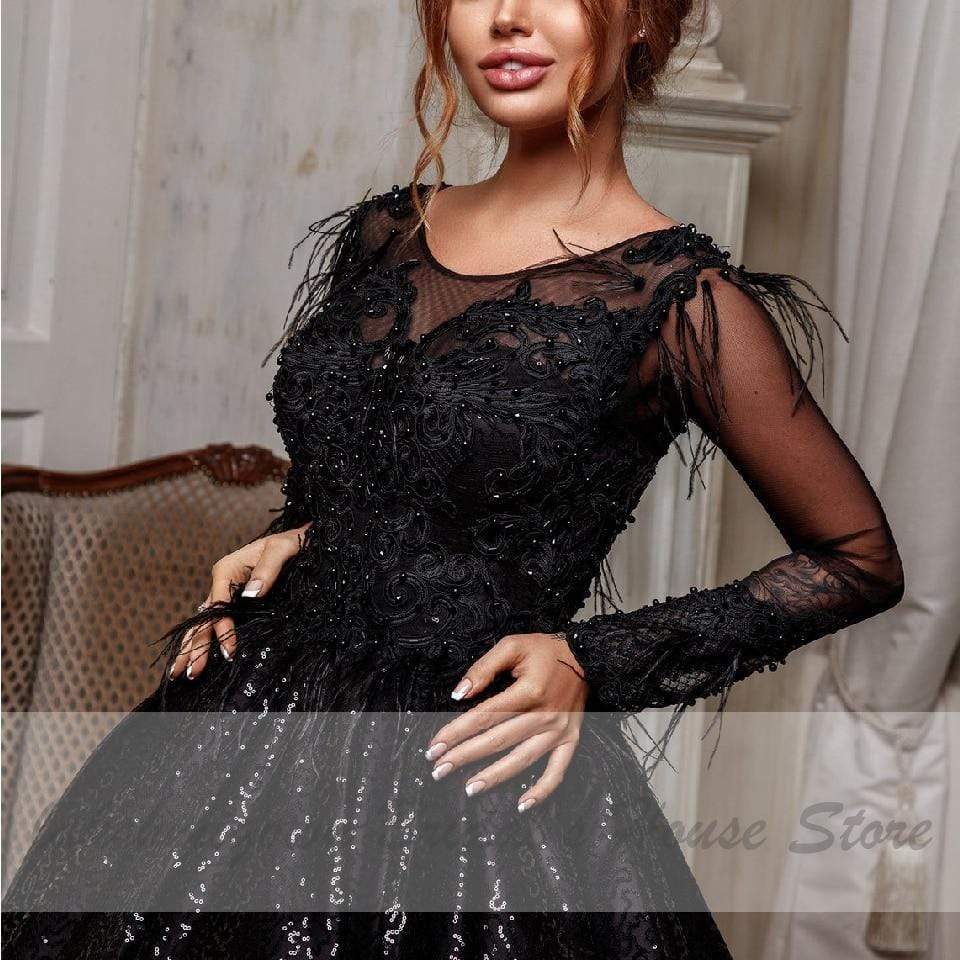 NumberSea - NumberSea Luxury Dubai Black Wedding Dress Ball Gown