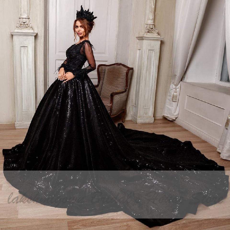 NumberSea - NumberSea Luxury Dubai Black Wedding Dress Ball Gown