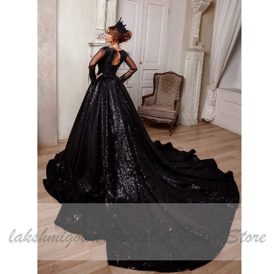 NumberSea - NumberSea Luxury Dubai Black Wedding Dress Ball Gown