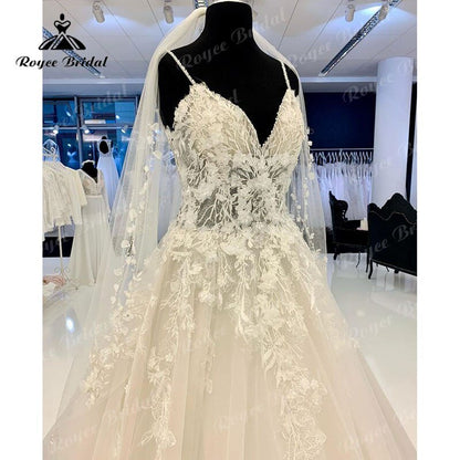 NumberSea - NumberSea Luxury Floral Lace Appliques Wedding Gowns Women 2025 Abito Sposa Elegant Bridal Boho Wedding Dresses Beading Spaghetti Straps