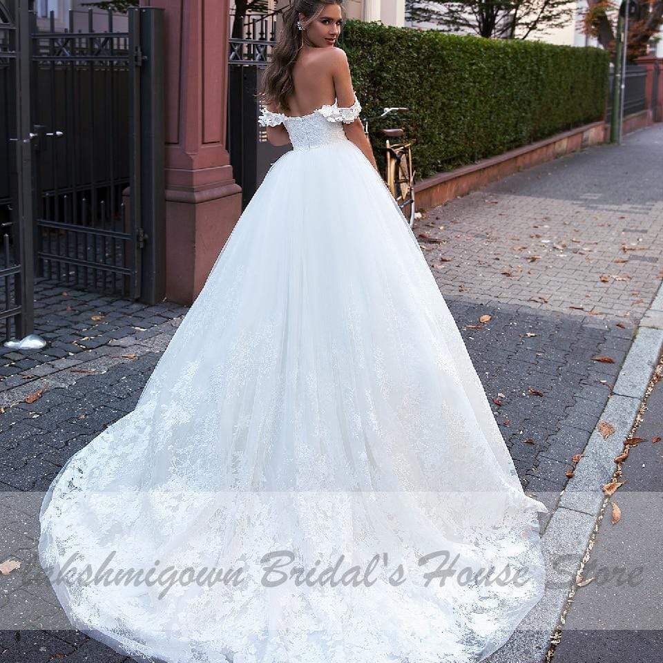 NumberSea - NumberSea Luxury Lace African Wedding Dress Ball Gown Off the Shoulder