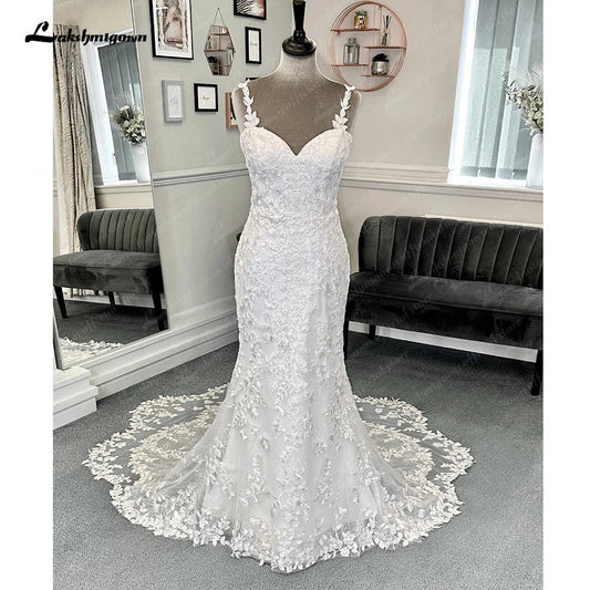 NumberSea - NumberSea Luxury Lace Appliques Mermaid Wedding Dress Unlined Bodice Wedding Gowns for Women Sleeveless abito da sposa