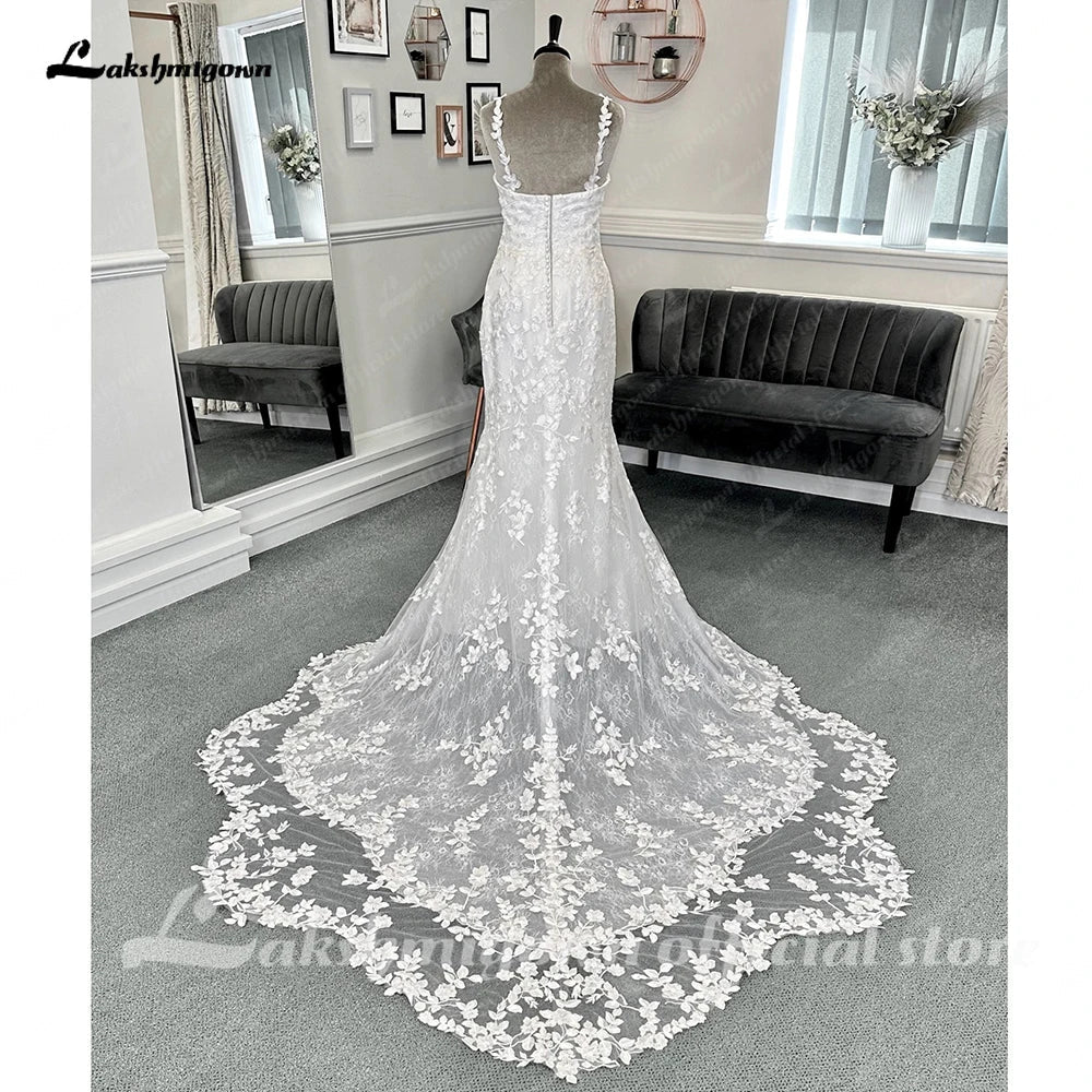 NumberSea - NumberSea Luxury Lace Appliques Mermaid Wedding Dress Unlined Bodice Wedding Gowns for Women Sleeveless abito da sposa