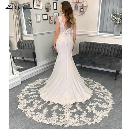 NumberSea - NumberSea Luxury Mermaid/Trumpet Lace Wedding Dress for Women 2025 Crepe Wedding Gowns vestido de boda corte sirena