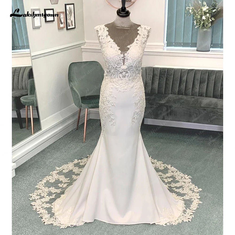 NumberSea - NumberSea Luxury Mermaid/Trumpet Lace Wedding Dress for Women 2025 Crepe Wedding Gowns vestido de boda corte sirena