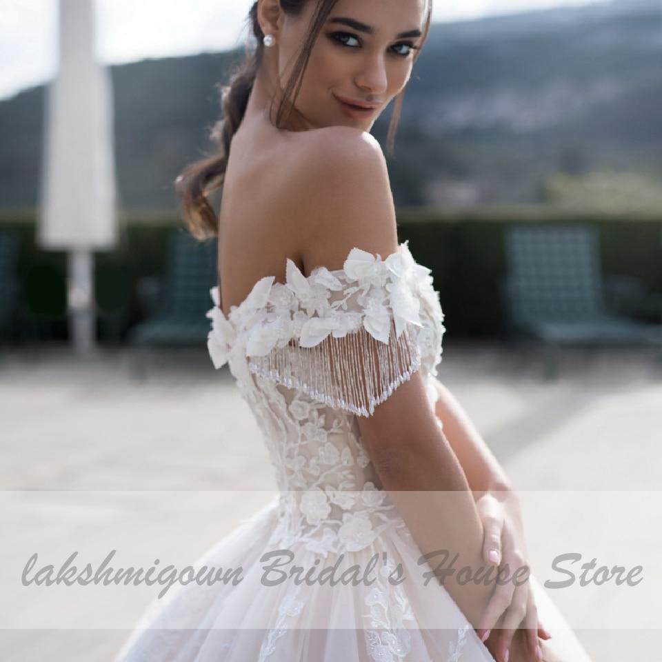 NumberSea - NumberSea Luxury Princess Bridal Gown Vintage Lace Wedding Dresses Off the Shoulder