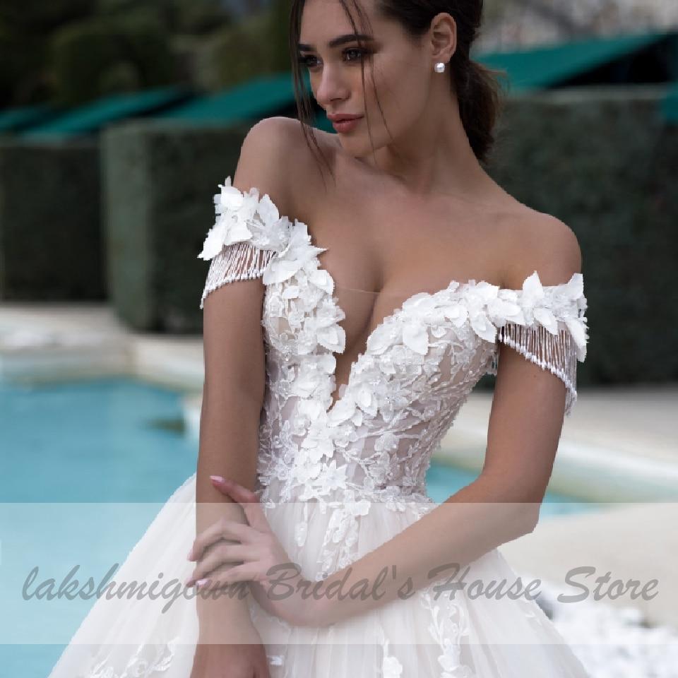 NumberSea - NumberSea Luxury Princess Bridal Gown Vintage Lace Wedding Dresses Off the Shoulder