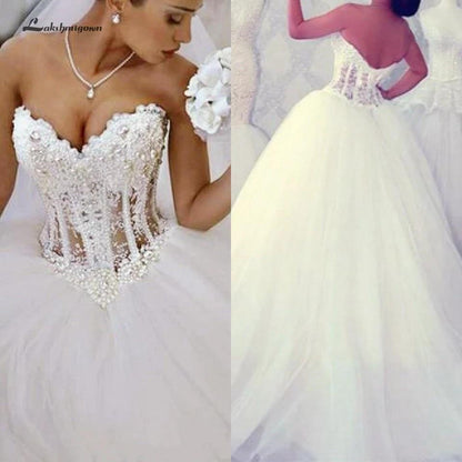 NumberSea - NumberSea Luxury Saudi Arabia Ball Gown Wedding Dresses For Bride