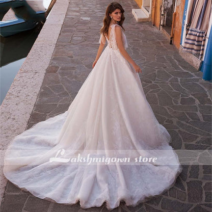 NumberSea - NumberSea Luxury Scoop A Line Wedding Dresses