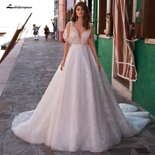 NumberSea - NumberSea Luxury Scoop A Line Wedding Dresses