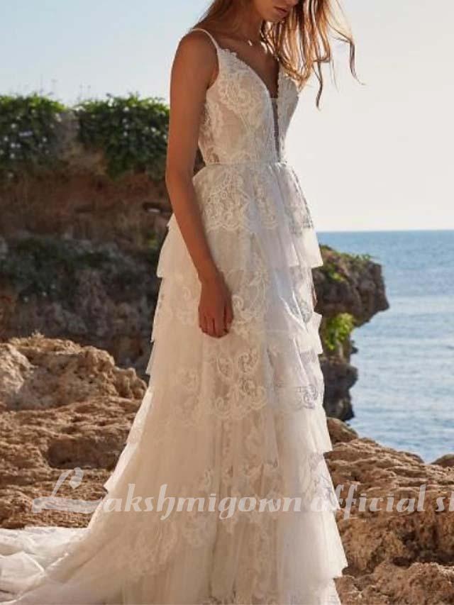 NumberSea - NumberSea Mermaid Wedding Dresses Backless Lace Applique Bridal Gowns