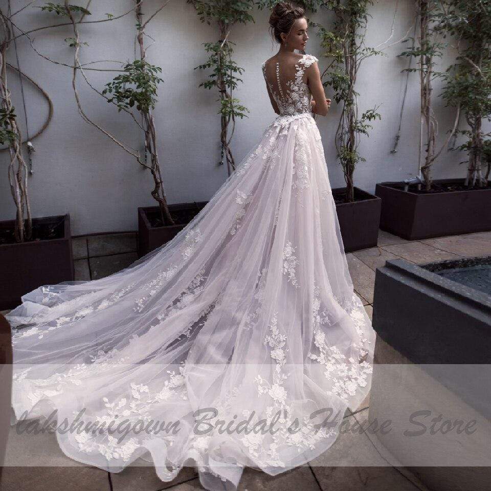 NumberSea - NumberSea Mermaid Wedding Dresses with Detachable Skirt Blush Pink