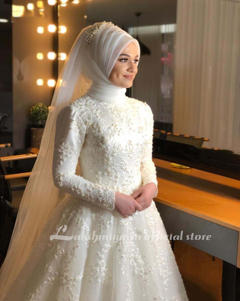 NumberSea - NumberSea Modest Muslim Wedding Dresses Long Sleeves