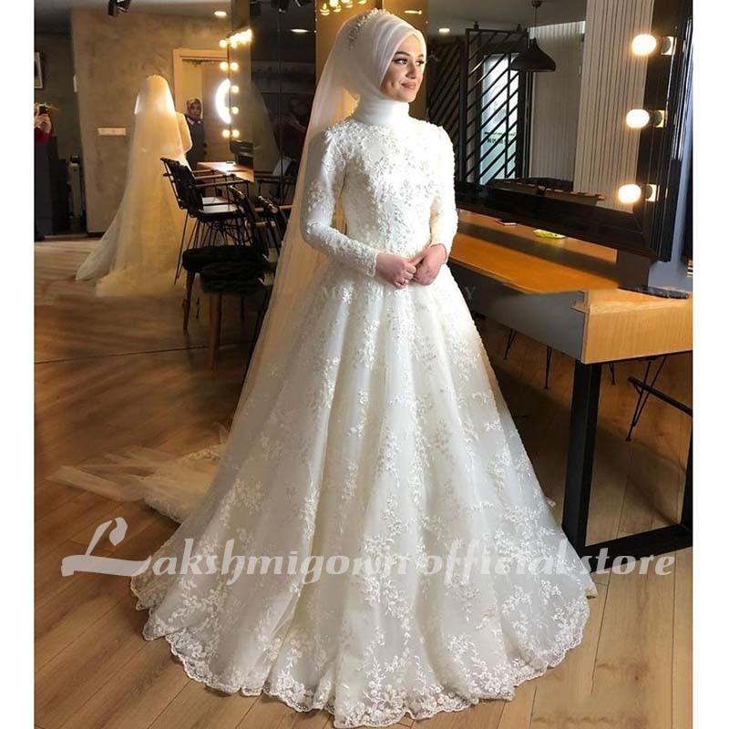 NumberSea - NumberSea Modest Muslim Wedding Dresses Long Sleeves