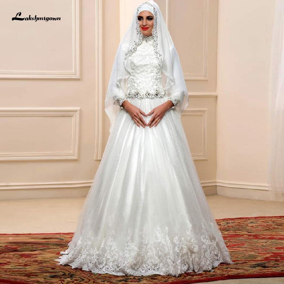 NumberSea - NumberSea Muslim Princess Wedding Dress with Hijab Plus Size Lace Appliques