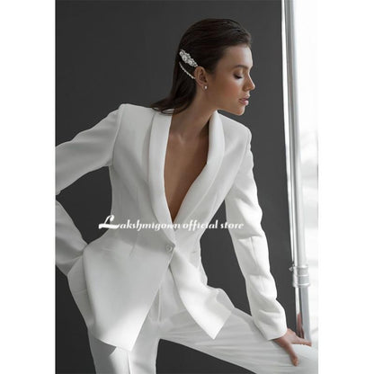 NumberSea - NumberSea Newest Elegant Satin V - neck Wedding Dress