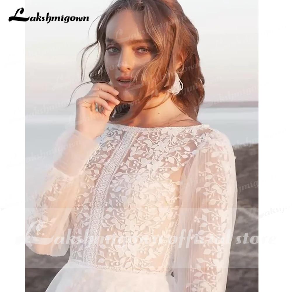 NumberSea - NumberSea Newest Long Sleeve O Neck Lace Wedding Dresses