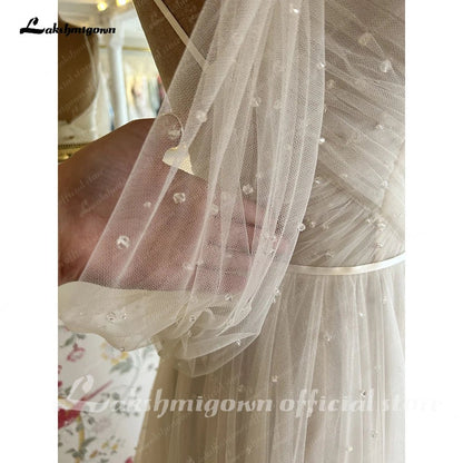 NumberSea - NumberSea NumberSea A Line Tulle Beach Wedding Dresses Robe de marie Spaghetti Straps 2024 Vestidos Long Boho Bridal Gowns