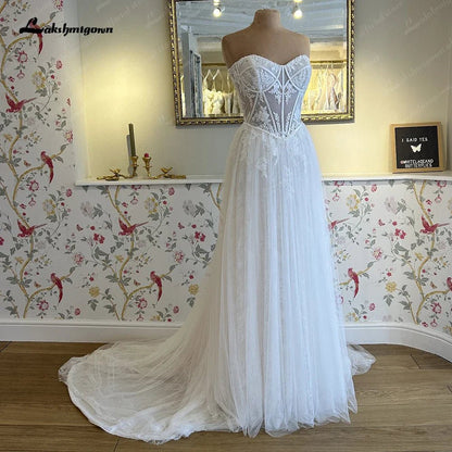 NumberSea - NumberSea NumberSea A Line Wedding Dresses For Women Sweetheart Elegant Wedding Gowns Lace Long Sexy Dresses robes de soirée mariage