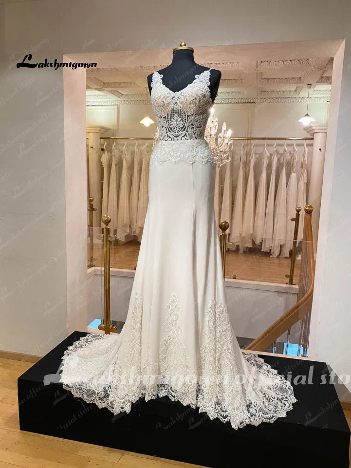 NumberSea - NumberSea NumberSea Bridal Lace Mermaid Wedding Dresses Off Shoulder Vestidos Novia Crepe Boho Wedding Gowns 2025 New Designer