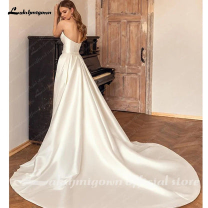 NumberSea - NumberSea NumberSea Ivory A Line Court Train Boho Wedding Dresses For Women 2025 Bridal Party Evening Gown Robe de mariee