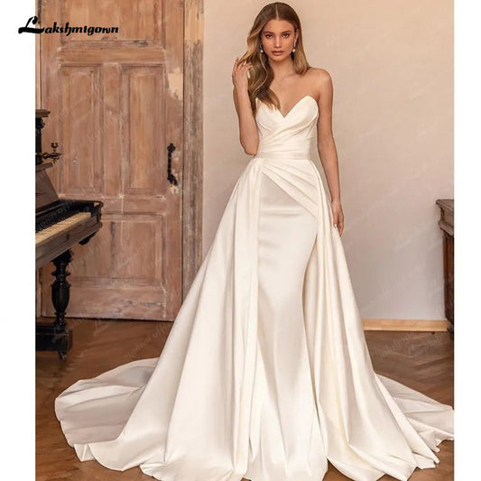 NumberSea - NumberSea NumberSea Ivory A Line Court Train Boho Wedding Dresses For Women 2025 Bridal Party Evening Gown Robe de mariee