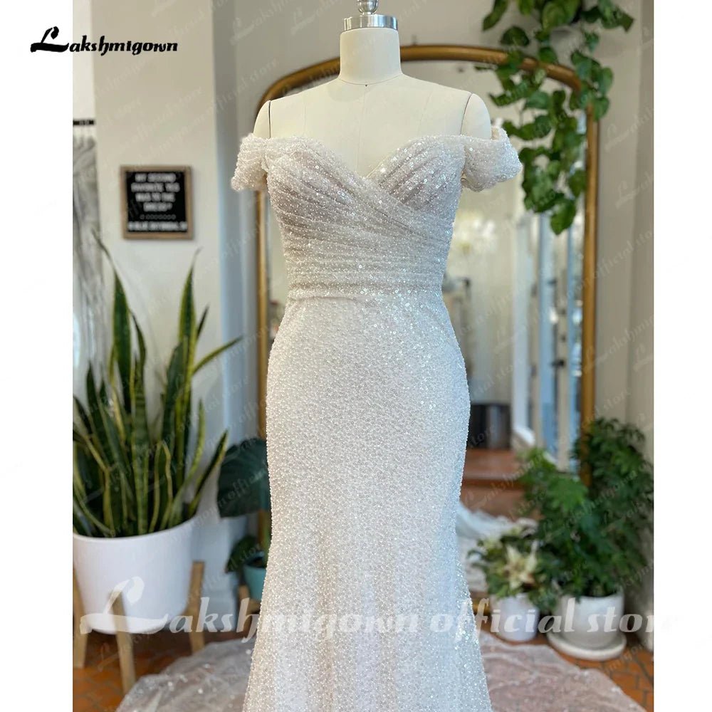 NumberSea - NumberSea NumberSea Luxury Mermaid Wedding Dresses Boat Neck Off the Shoulder Vestido Novias Beach Bridal Receipt Dinner Party Gowns