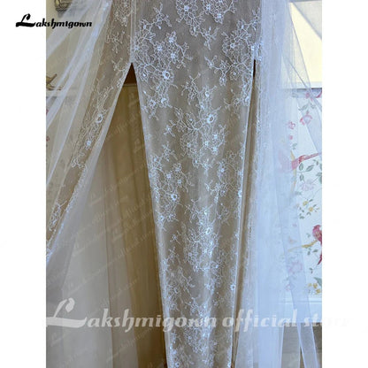 NumberSea - NumberSea NumberSea Split Side Lace Boho Women Wedding Dress for Bride 2024 Spaghetti Straps Wedding Gown batas de novia para