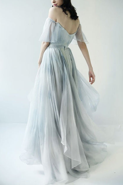 NumberSea - NumberSea Off the Shoulder Ombre Beach Wedding Dresses, MW284