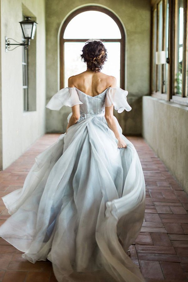 NumberSea - NumberSea Off the Shoulder Ombre Beach Wedding Dresses, MW284