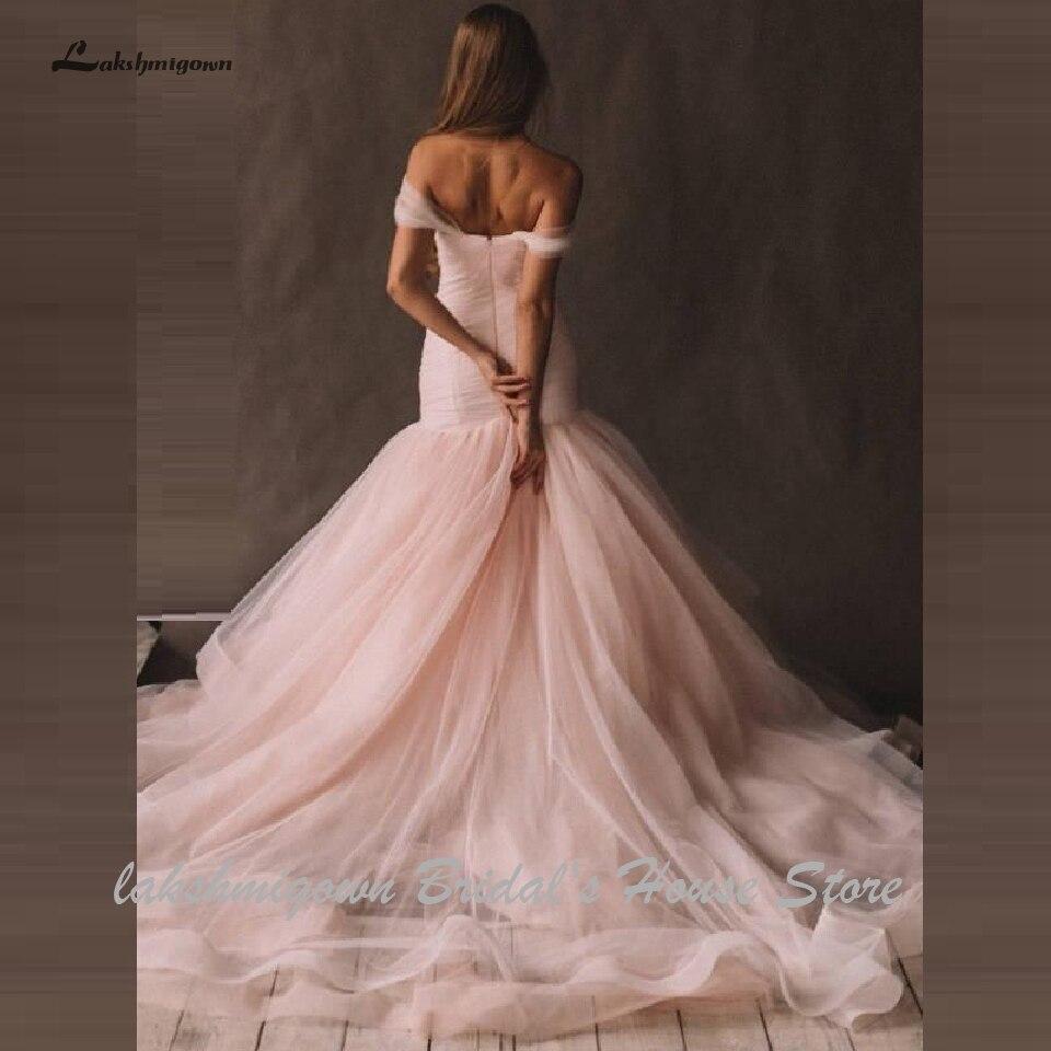 NumberSea - NumberSea Pink Tulle Mermaid Wedding Dress Women Off the Shoulder