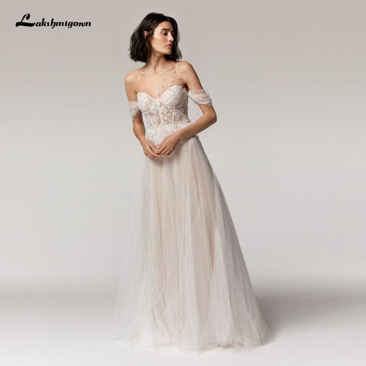 NumberSea - NumberSea Princess Champagne Wedding Dress A Line New Designer