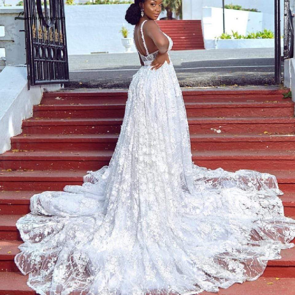 NumberSea - NumberSea Princesse Mariage African Luxury Crystal Lace Wedding Dress