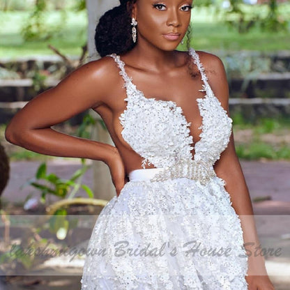 NumberSea - NumberSea Princesse Mariage African Luxury Crystal Lace Wedding Dress