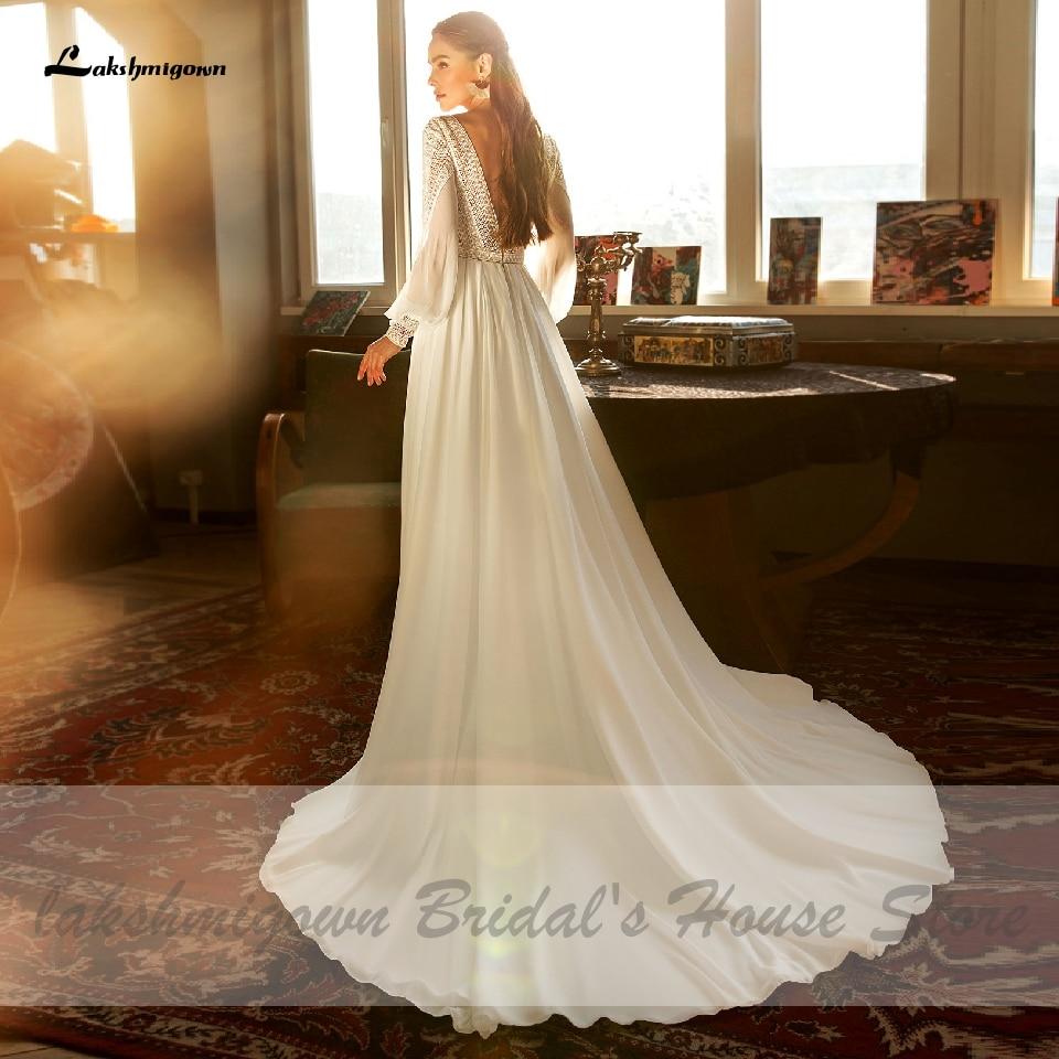 NumberSea - NumberSea Puffy Long Sleeve Dress Women Boho Wedding Dresses