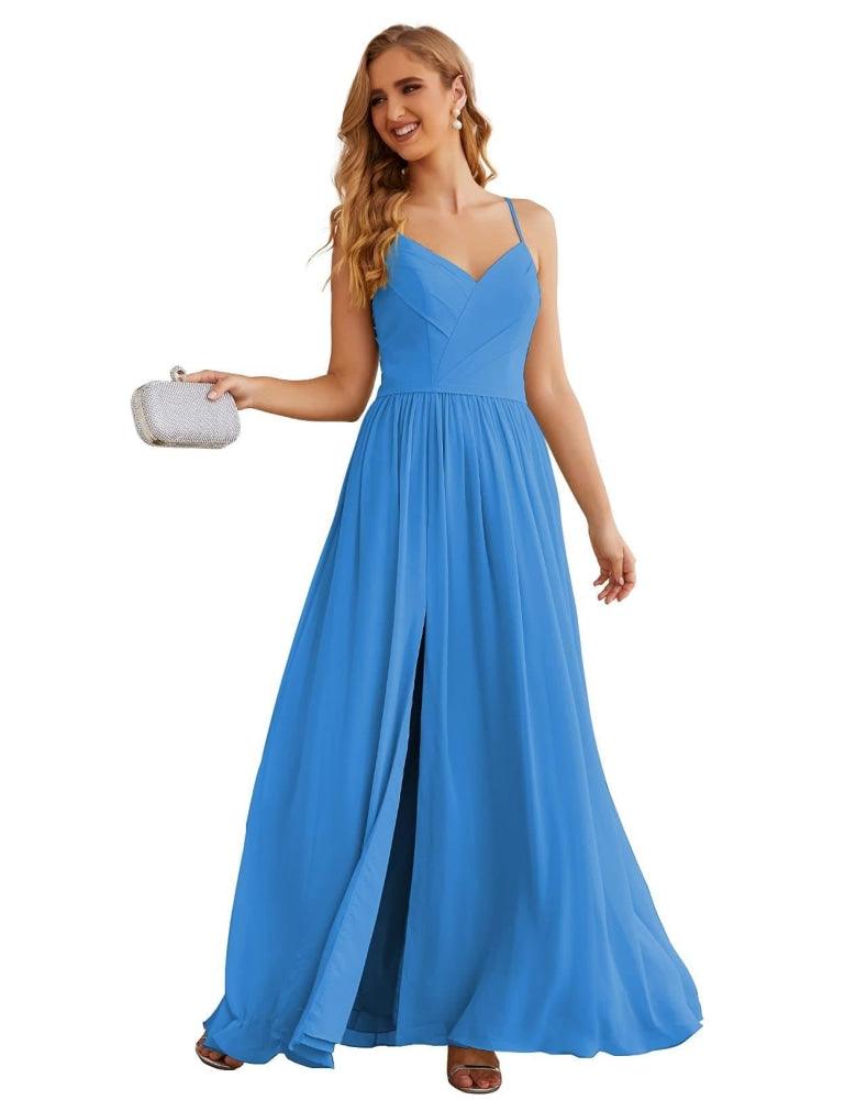 NumberSea - Numbersea Spaghetti Strap Bridesmaid Dresses Long Formal Party Prom Gowns 28060