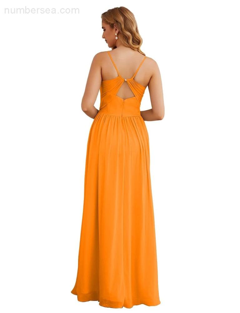 NumberSea - Numbersea Spaghetti Strap Bridesmaid Dresses Long Formal Party Prom Gowns 28060