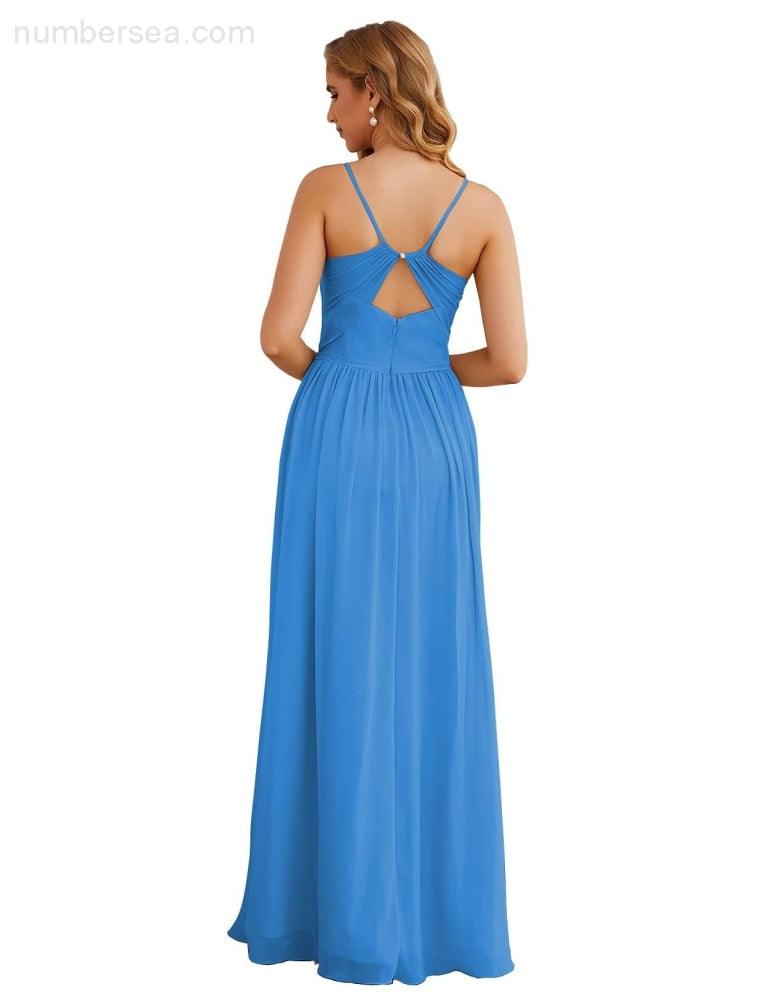 NumberSea - Numbersea Spaghetti Strap Bridesmaid Dresses Long Formal Party Prom Gowns 28060