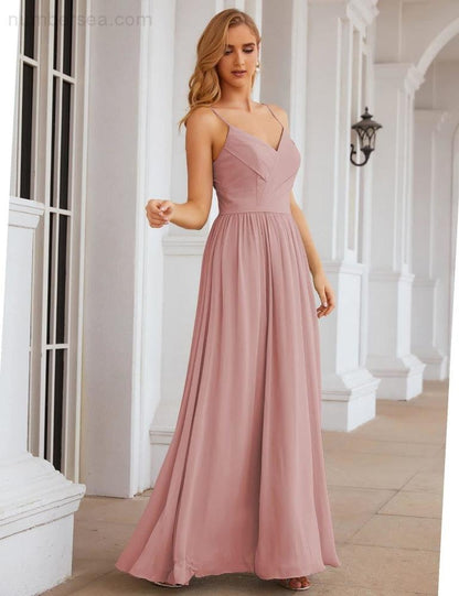 NumberSea - Numbersea Spaghetti Strap Bridesmaid Dresses Long Formal Party Prom Gowns 28060