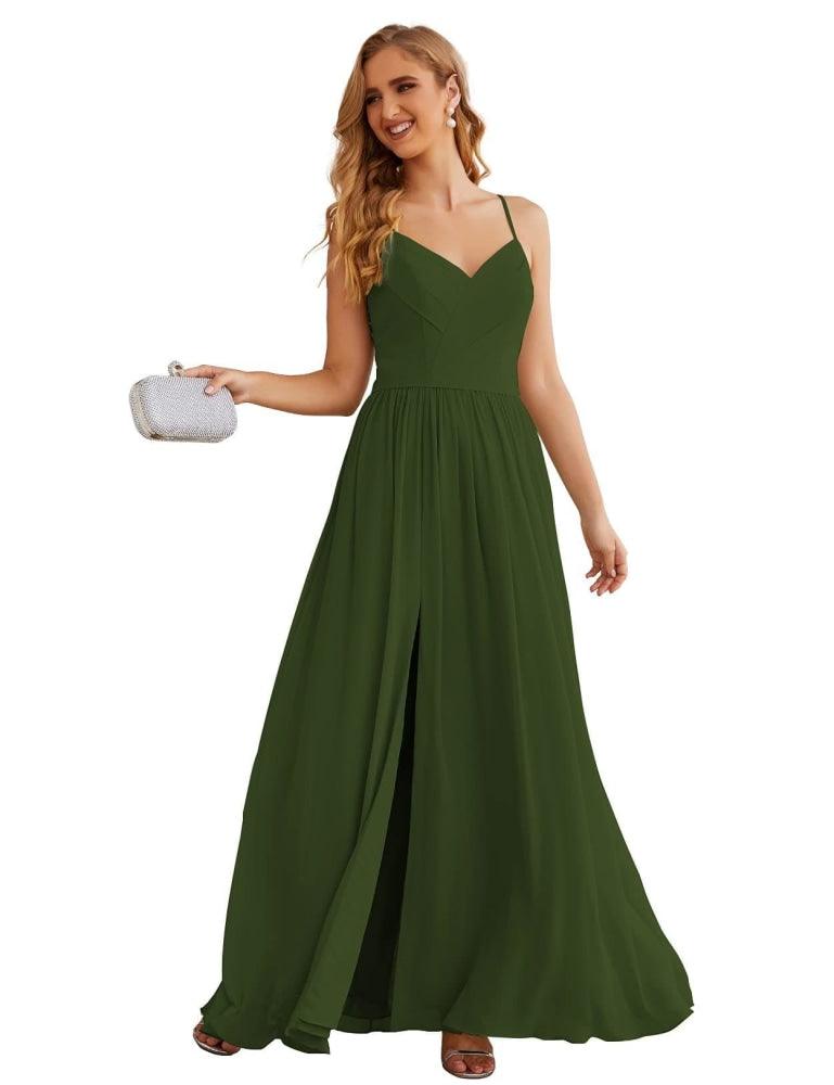 NumberSea - Numbersea Spaghetti Strap Bridesmaid Dresses Long Formal Party Prom Gowns 28060