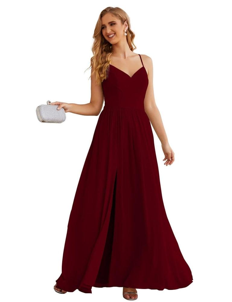 NumberSea - Numbersea Spaghetti Strap Bridesmaid Dresses Long Formal Party Prom Gowns 28060