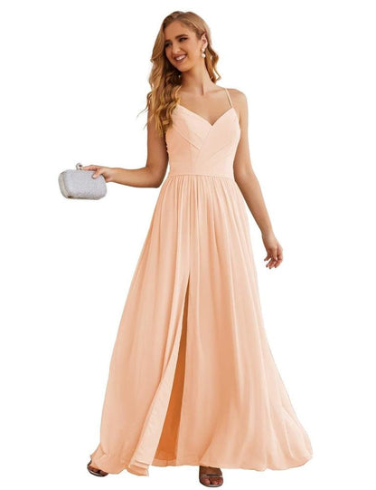 NumberSea - Numbersea Spaghetti Strap Bridesmaid Dresses Long Formal Party Prom Gowns 28060