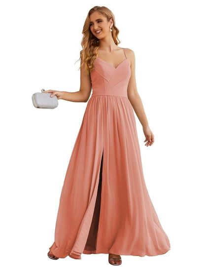 NumberSea - Numbersea Spaghetti Strap Bridesmaid Dresses Long Formal Party Prom Gowns 28060