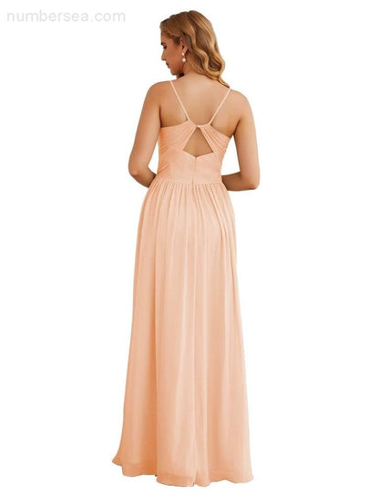 NumberSea - Numbersea Spaghetti Strap Bridesmaid Dresses Long Formal Party Prom Gowns 28060