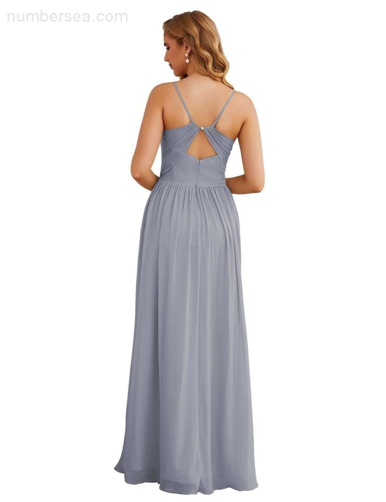 NumberSea - Numbersea Spaghetti Strap Bridesmaid Dresses Long Formal Party Prom Gowns 28060