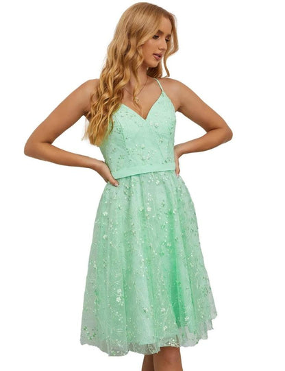 NumberSea - Numbersea Women's Homecoming Dress Short for Teens Prom Dresses A - Line Tulle Mini Cocktail Party Gowns Lace Appliques SEA28078