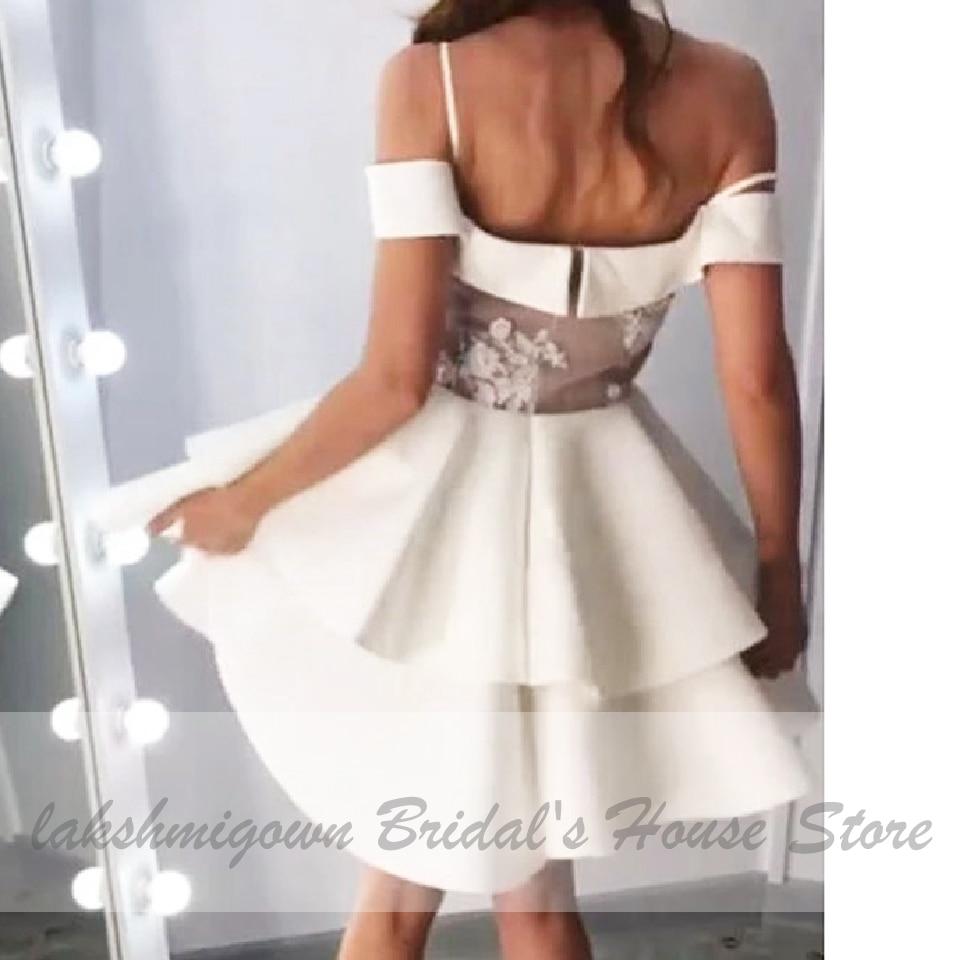 NumberSea Off Shoulder Sexy Short Wedding Dress Simple Satin Bridal Gown