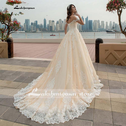 NumberSea Off The Shoulder Lace Wedding Dresses Applique Beading