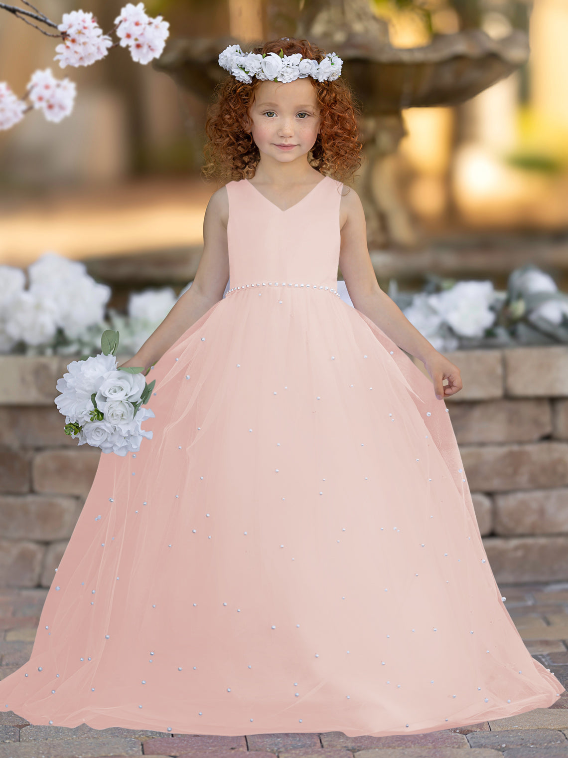 Elegant Princess Ball Gown Satin & Tulle Flower Girl Dress